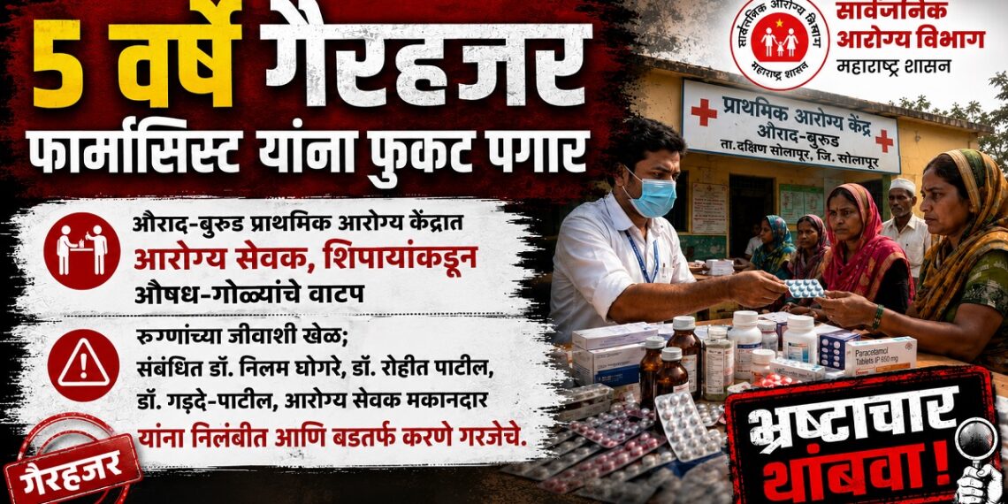 5 वर्षे गैरहजर फार्मासिस्ट पल्लवी गडदे-पाटील यांना फुकट पगार Pharmacist Pallavi Gadde Patil received a salary for 5 years despite being absent