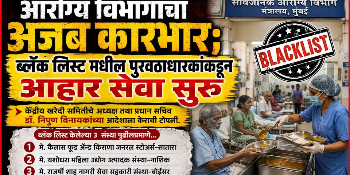 आरोग्य विभागाचा अजब कारभार; ब्लॅक लिस्ट मधील पुरवठाधारकांकडूनच आहार सेवा सुरू आरोग्य विभागाचा अजब कारभार; ब्लॅक लिस्ट मधील पुरवठाधारकांकडूनच आहार सेवा सुरू Bizarre functioning of the Health Dept dietary services initiated using blacklisted suppliers