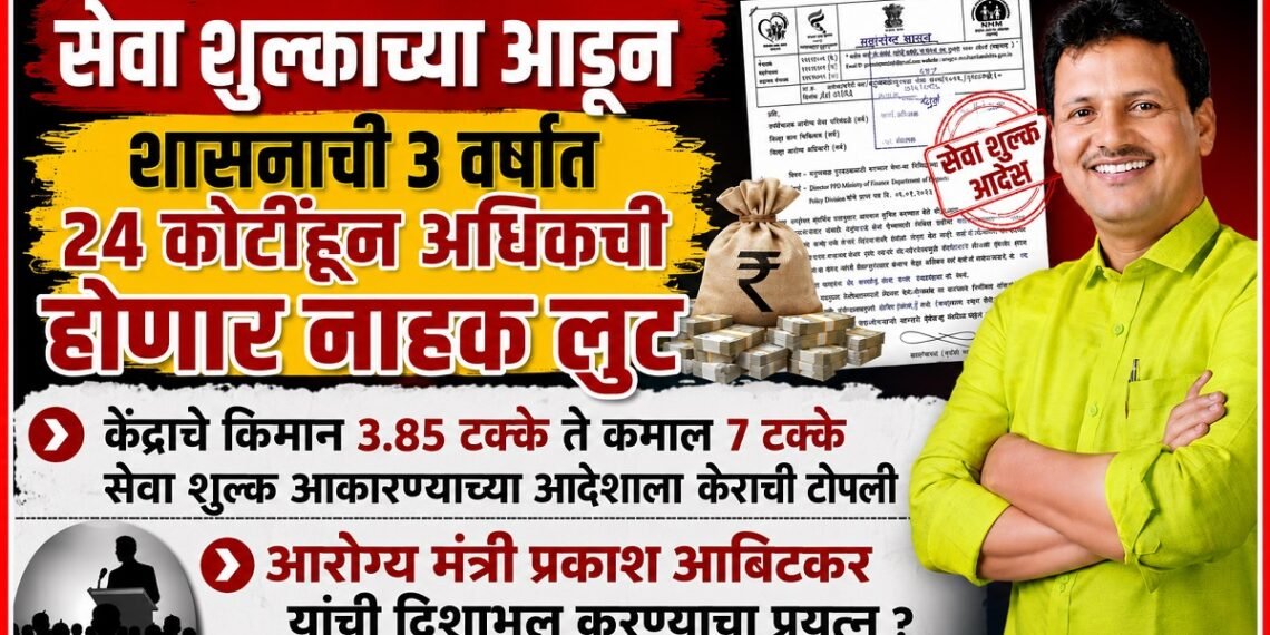 सेवा शुल्काच्या आडून शासनाची 3 वर्षात 24 कोटींहून अधिकची होणार नाहक लुट सेवा शुल्काच्या आडून शासनाची 3 वर्षात 24 कोटींहून अधिकची होणार नाहक लुट The government stands to lose over ₹300 cr unnecessarily over 3 years due to service charges