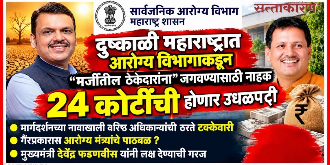 दुष्काळी महाराष्ट्रात आरोग्य विभागाकडून "मर्जीतील ठेकेदारांना" जगवण्यासाठी नाहक 24 कोटींची होणार उधळपट्टी In drought stricken Maharashtra Health Dept is set to squander 24 cr an unnecessary expenditure aimed solely sustaining favored contractors