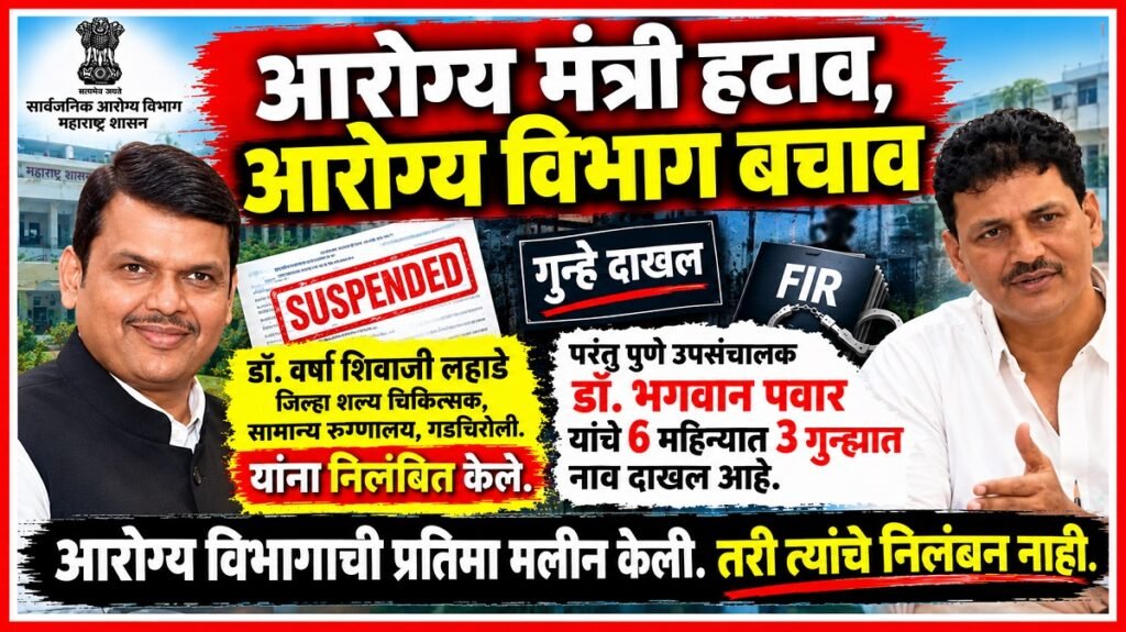 "आरोग्य मंत्री हटाव, आरोग्य विभाग बचाव"चे विविध पोस्टर सोशल मिडीयावरती व्हायरल Various posters calling for the Health Ministers removal & saving the Health Department have gone viral on social media 